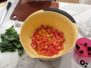 fresh mozz tomato prep